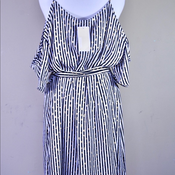 Michael Kors Chained Cold Shoulder Striped Dress - Picture 3 of 8